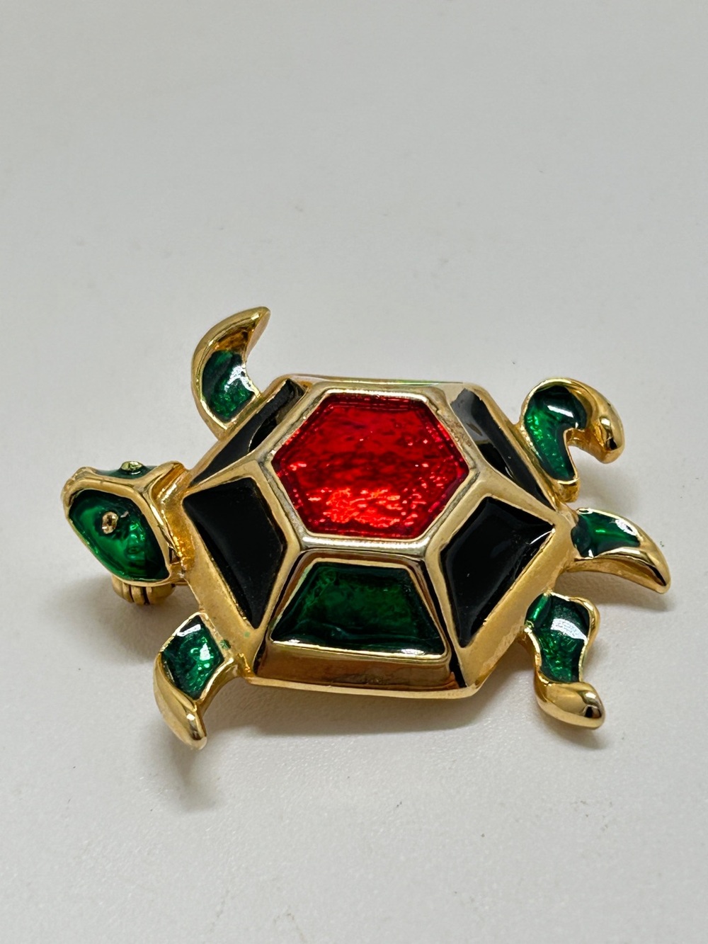 Vintage Gold And Enamel Sea Turtle Brooch